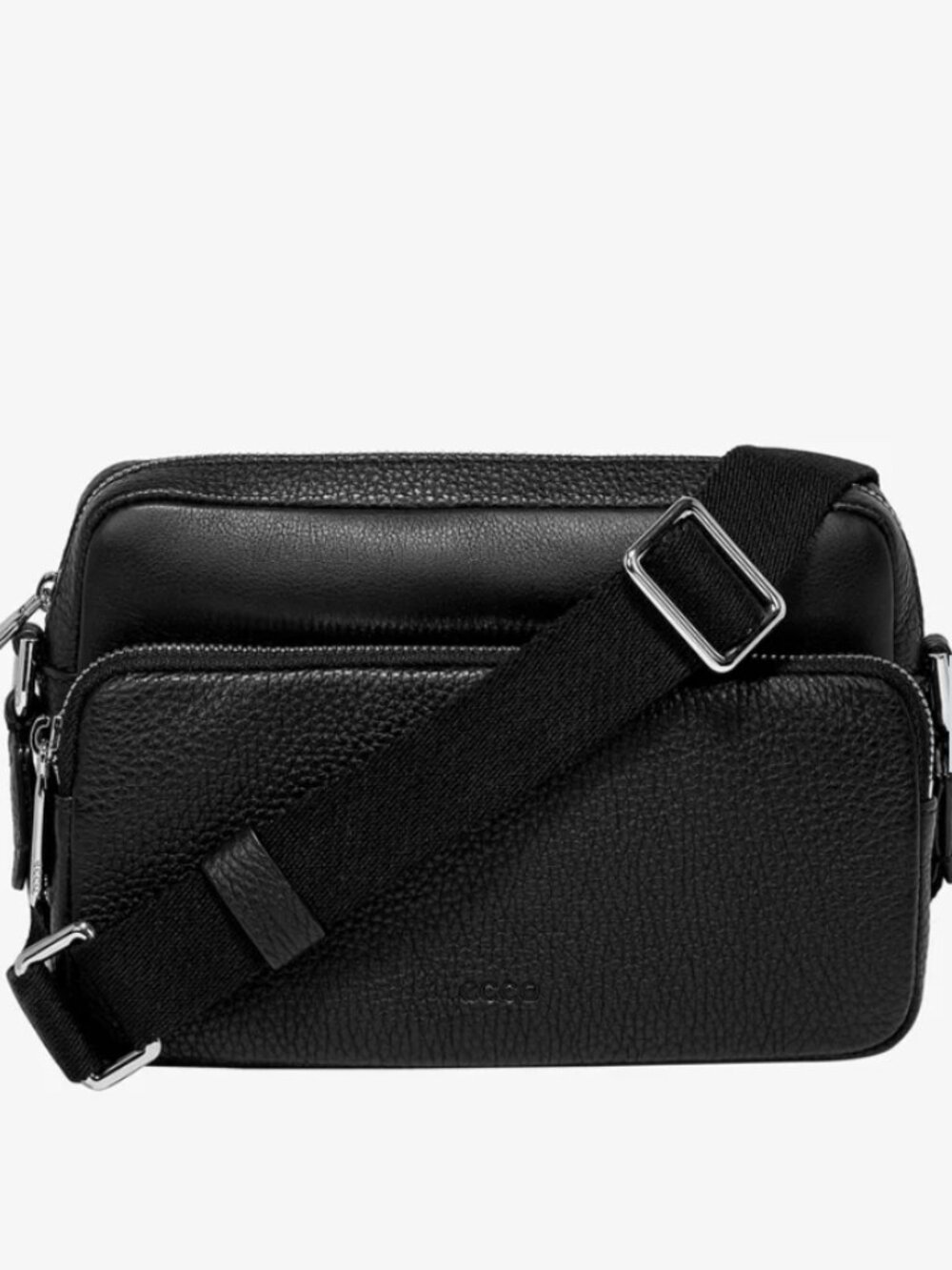 ECCO Black Pebbled Leather Crossbody Bag Adjustable Strap SS23 - Picture 2 of 5